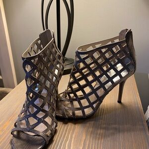 Elegant Black Mesh Women's Heels